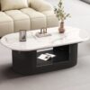 Coffee Table Ellips Top Marmer Ruang Tamu