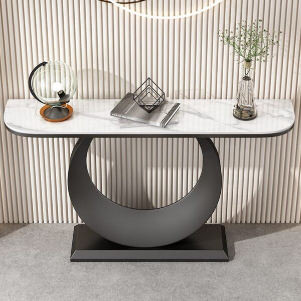 Console Table Bulan Sabit Top Marmer Mewah