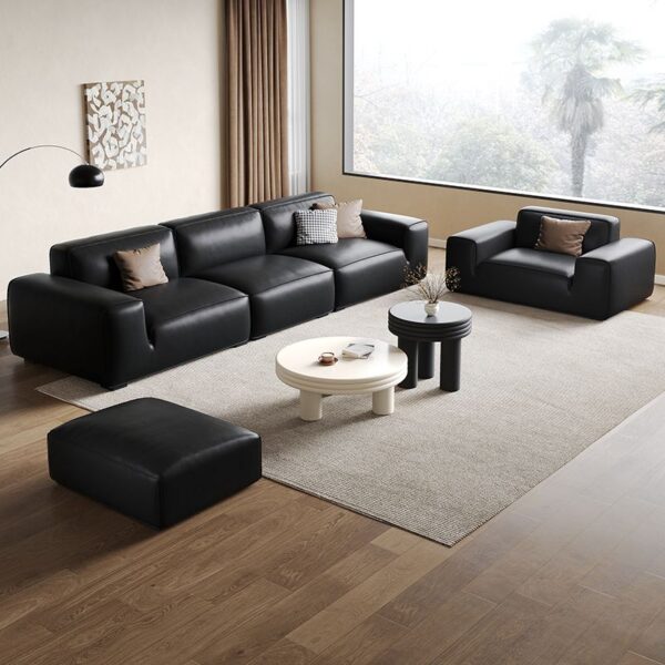 Kursi Sofa Tamu Kulit Hitam Minimalis Modern